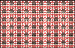 A repeating plaid pattern in red, white, and black fills the image with no visible text or symbols, serving as a stylized backdrop to the post about hoping for a $10k Polymarket airdrop after losing money on prediction bets.