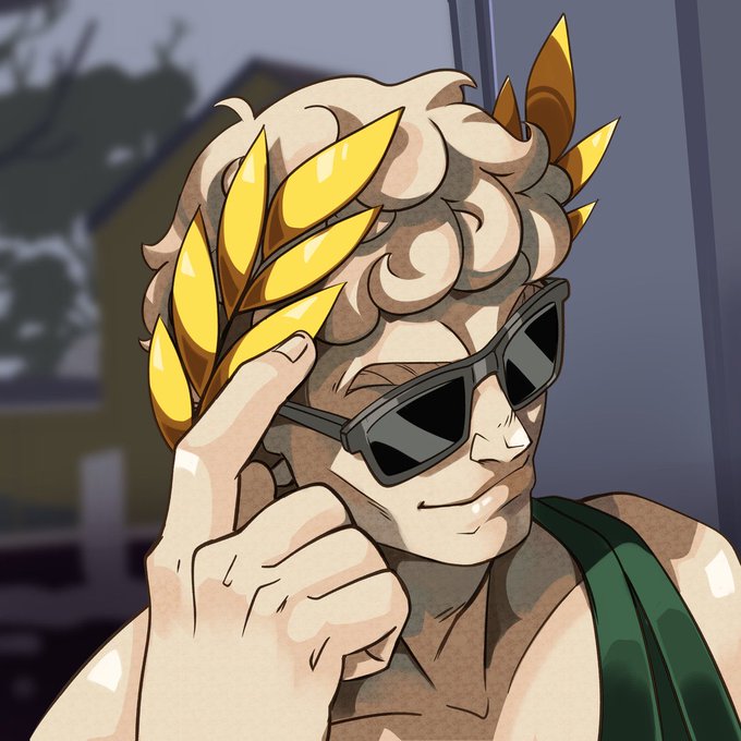A digital illustration of a man wearing sunglasses with a golden laurel wreath, evoking a classical Roman victor but updated for crypto culture—mocking the "consensus" among traders with satirical optimism. The triumphant pose and smug expression humorously contrast with the post's sarcasm about conflicting predictions and false hope around Robinhood Chain's price action.