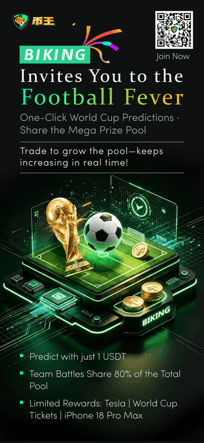 The image features an advertisement for a football event that is super generous with its prize pool. It shows a soccer ball and a trophy, along with other sports equipment like a football and some coins. The text of the post emphasizes the massive prize pool available for World Cup predictions, encouraging people to join in and contribute their insights. The image also includes a code or link to join the event, which could be an invitation to participate in the World Cup predictions and potentially win the grand prize.
