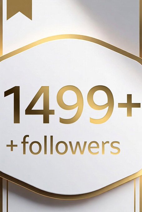 Decorative badge with gold accents displaying '1499+ followers' milestone.
