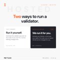 A minimalist page with the header "Two ways to run a validator" and two options: "Run it yourself" and "Run it for you," featuring small icons next to each.