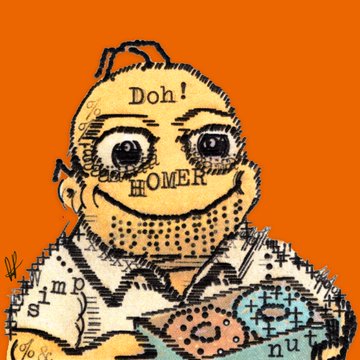 A stylized illustration of Homer Simpson's head with "Doh!" and "HOMER" written on his face, surrounded by cryptocurrency logos (SOL, ETH, BTC, DOGE, XRP, USDC) and memetic doodles like "simp" and "nut," reflecting the post's celebratory tone about community achievements despite token price indifference.