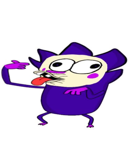 A cartoon mascot of a purple, cat-like creature with large eyes and a sticking-out tongue appears alongside a promotional post discussing CHOG tokens and FCFS whitelist eligibility for the Chog NFT mint. The image visually represents the playful mascot behind the "Chog" project being advertised.