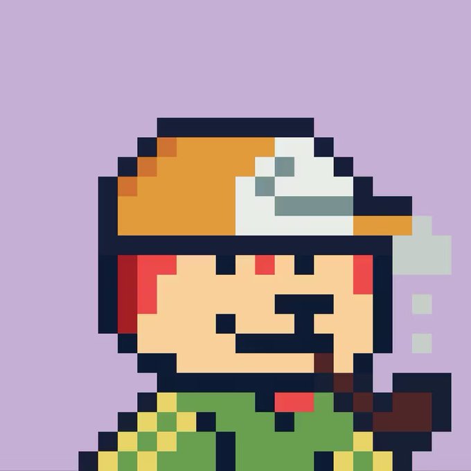 A pixel art portrait depicts a figure with a confident smirk, wearing an orange and white baseball cap and holding a brown cigar, set against a lavender background. The image's rugged, internet-savvy aesthetic ties into the post's playful comparison of "Internet Capital Markets" to "DOGE Capital Markets," evoking the meme culture and irreverent swagger often associated with Dogecoin's online community.