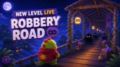 A promotional graphic featuring a cute green cartoon character on a wooden bridge at night, with bold white text reading "NEW LEVEL LIVE ROBBERY ROAD" alongside a "GO" button.

The image showcases a game feature from Sleepagotchi, tying into the post's themes of rewards and progression, as it highlights a new in-game level or challenge ("Robbery Road") designed to engage users as part of the campaign's reward mechanics.