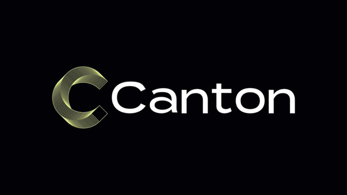 The Canton logo is displayed. This image represents Canton Network's impressive June performance of a $355M raise, $60M in monthly fees, and over 900 validators.