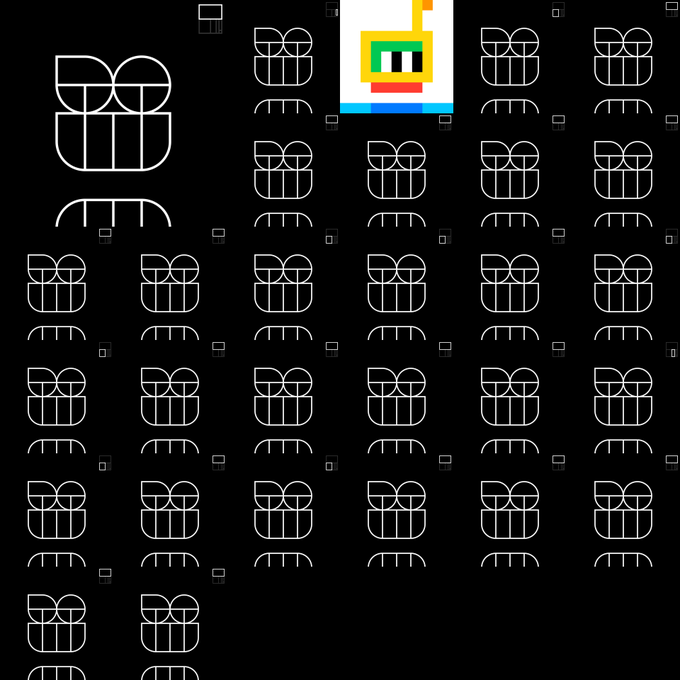 The image displays a grid of stylized white line-art icons resembling presents or containers, with one icon at the top highlighted in colorful pixels featuring a green character face, while the rest are minimal outlined silhouettes. The accompanying text indicates this represents an NFT acquisition by "0xricko" of unrevealed token #11537 in edition 40 for Ξ0.0783, with the highlighted colored icon likely symbolizing the newly acquired Opepen among the 29 owned.