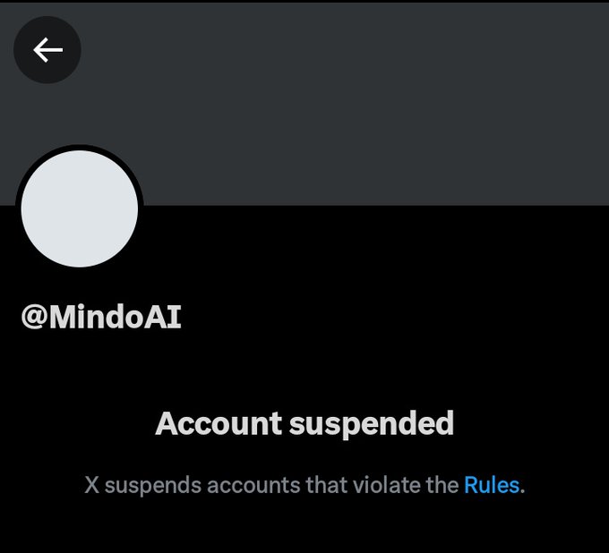 The image shows a social media post with a black background, white text, and a gray circle. The post contains a message that reads "Account suspended" followed by an explanation of why the account has been suspended. The caption also mentions that there are "X suspends accounts that violate the rules." This information is related to the post's content, which appears to be about suspending or revoking an account for violating certain rules.