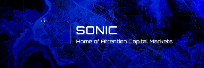 A dark blue banner with the text 'SONIC' and the tagline 'Home of Attention Capital Markets' overlaid on a faint city map.