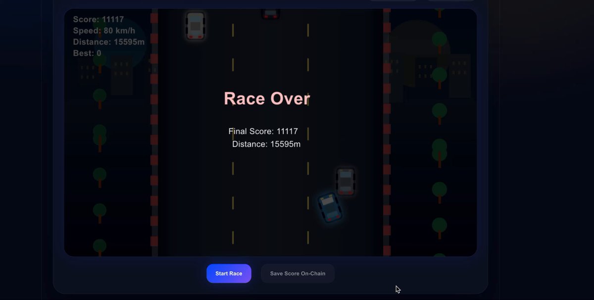The image shows a screenshot of the base racing game called "Racing Over" with the game being played at night, focusing on a race between two cars. The game has a scoreboard displaying the race score of 1117/1168. The car with the higher score is in the lead and currently taking the lead by a distance of 1100m. There are also three other cars present in the image, one behind the leading car, another close to the top left corner of the screen, and the third one towards the bottom right corner near the edge of the frame.