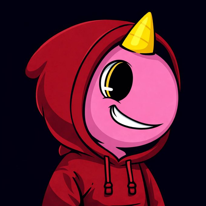 A pink cartoon unicorn character with a yellow horn and a mischievous grin wears a red hoodie, visually representing the bullish meme sentiment around $UFD as the "hidden" consensus trade on Solana.