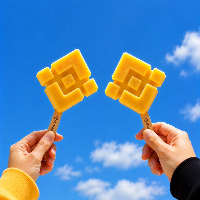 Two hands raise pixelated, retro-game-inspired popsicles against a bright blue sky with scattered clouds, capturing the playful, nostalgic spirit of summer treats. The text "GMSummer" appears on the sticks, tying into the post's message that summer's joy begins with a cool, fun-filled "bump" of ice.