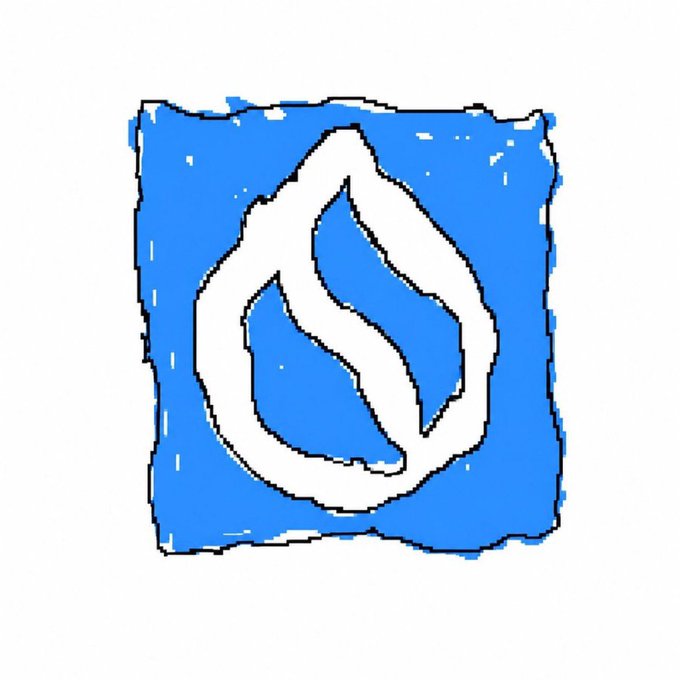 A blue, hand-drawn Sui blockchain logo featuring a stylized water droplet design, which represents the $SUI token referenced in the post announcing Bitwise's new $PPLUS leveraged RWA vault launching on the Sui network.