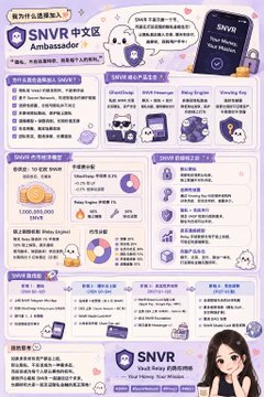 Infographic for SNVR (Visa and Residence) featuring ambassador details, terms, referral campaigns, giveaway mechanics, and a roadmap for the SNVR Visa and Visa Power product.