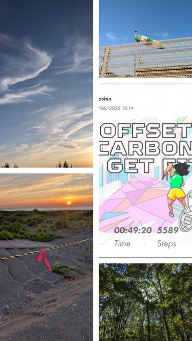 The image features four different photos, each with varying levels of focus. The top left photo shows a beautiful sunset over the ocean, while the middle photo captures an interesting scene where someone is carrying away something by the wind near the sea. The bottom right photo depicts a person running on a street, and the bottom left photo focuses on a person walking in front of trees. These photos are related to the post because they all convey different aspects of outdoor activities or scenes that can be enjoyed during a walk along the beach or through a city landscape.