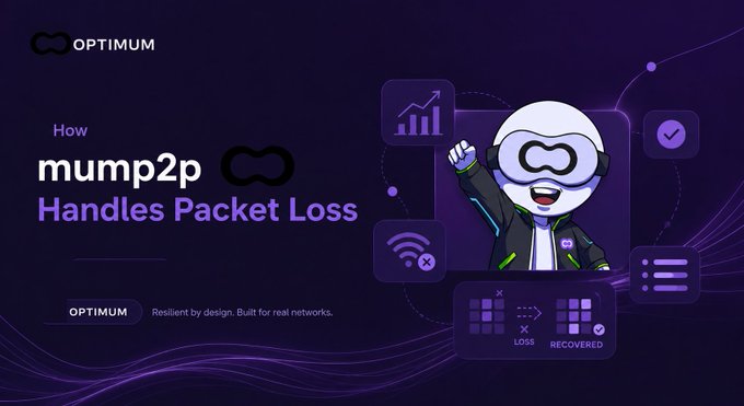 The image features a cartoon character wearing a headset and holding up their arms with a big smile. The background of the image is purple, which appears to be the color scheme for the text "How mump2p Keeps Data Propagating Despite Packet Loss Packet loss". This suggests that the image might be related to an article or post about packet loss in distributed networks and how mump2p can help overcome this issue.