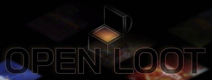 The image displays the text "OPEN LOOT" alongside a glowing, open treasure chest icon against a dark, colorful background. This branding connects to the post by highlighting how Open Loot now supports cryptocurrency deposits, allowing users to swap multiple digital assets—including USDC, USDT, ETH, SOL, BTC, and others—into USDC to fund their accounts.