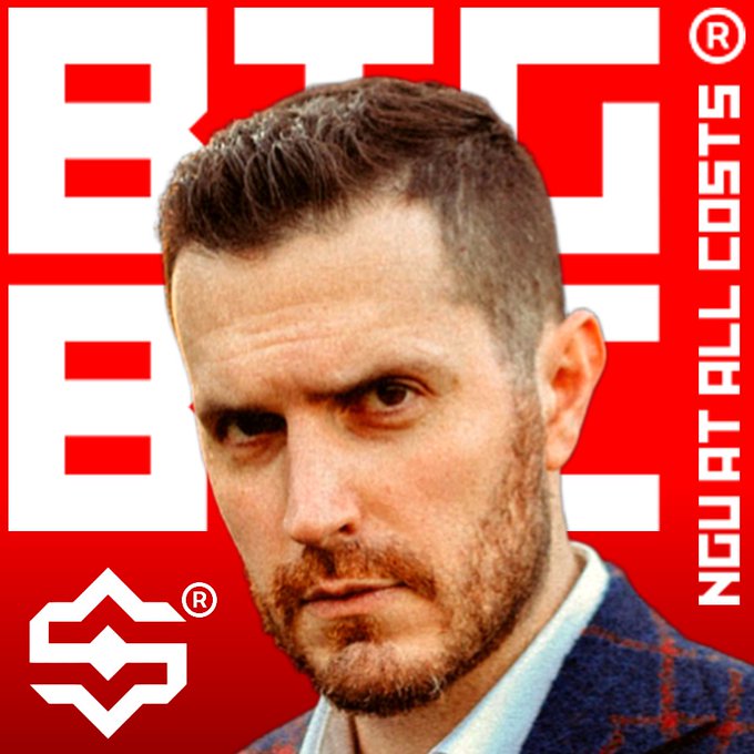 A man with a beard wearing a blue plaid blazer appears against a red background with large white text reading 'BAILOUT' and 'NOW AT ALL COSTS®', with an 'SC' logo in the corner.