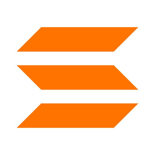 A minimalist graphic featuring three horizontal orange parallelogram bars stacked vertically on a white background.
