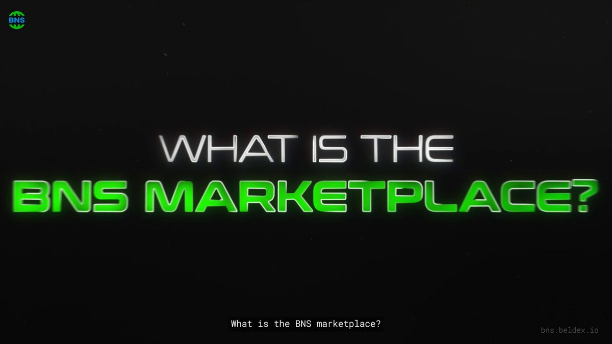 The image features a black background with white text that reads "What is the BNS Marketplace?". The text is green, which stands out against the black background. Below this title, there are two questions posed about the BNS Marketplace.