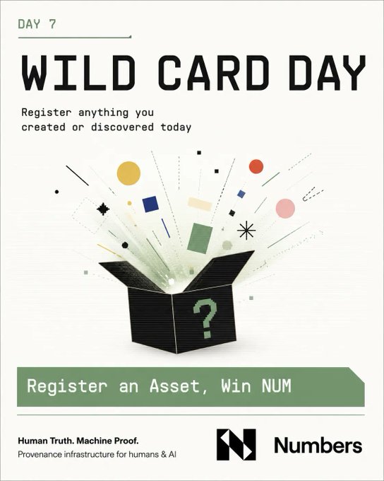 The image features a black box with a question mark over its top, surrounded by various shapes and colors. The text "Wild Card Day" is written above the box, indicating that this event is related to wild cards or magic tricks. The post also mentions that there are two days left for registration, one of which is on Day 7.