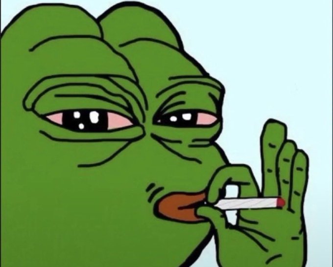 A drawing of Kermit the Frog holding a cigarette, with a tired or weary expression.