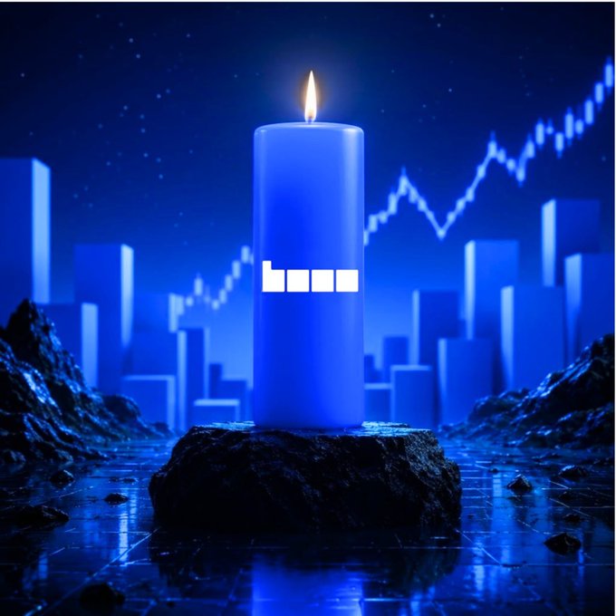 Digital art of a blue candle with a 'Lit' (lithium) battery level indicator on it, set against a dark blue background with financial candlestick charts and a rising line graph.