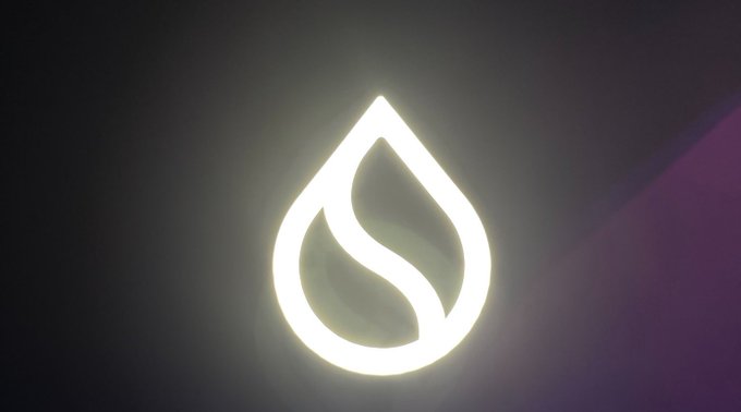 A glowing neon-style logo of a stylized leaf or flame icon with an 'S' shape inside, displayed on a dark background.