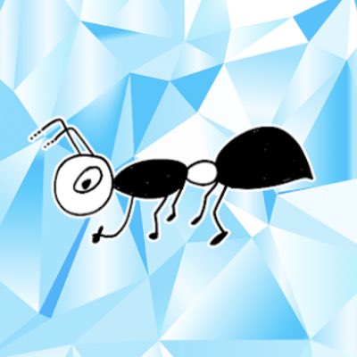 A simple black-and-white cartoon ant illustration set against a blue geometric diamond background, representing the VeeFriends "Accountable Ant" NFT character that the user is highlighting as their early NFT profile picture from November 2021.