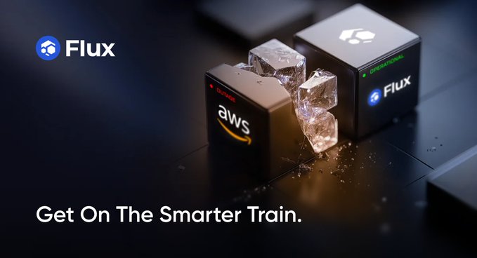 The image shows three cubes, each with a different logo representing a cloud computing company - Flux, AWS, and Fux. The cubes are stacked on top of one another, creating an interesting visual effect against a black background. The text "Get on the Smarter Train" is written in white below the cubes, suggesting that the image might be related to a discussion or presentation about the benefits of cloud computing services for businesses.