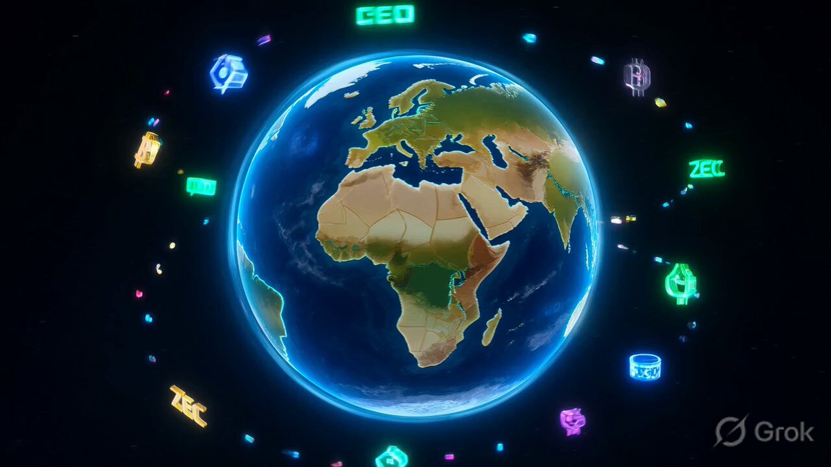 The image features a globe with various symbols representing different aspects of cryptocurrency, such as Bitcoin, Solana, and Ripple. The symbols are arranged around the globe, creating an abstract representation of the crypto world. The caption below the image provides context about the content, stating that it is related to a post discussing the shift in global currency values and the rise of cryptocurrencies.