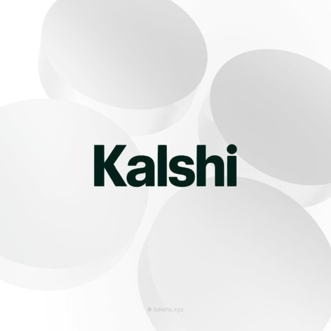 The image features a white background with black text that reads "KALSHI". The text is surrounded by five circles of varying sizes, creating an interesting visual effect. The caption below the image states "INSIGHT: Kalshi perps trading surpasses $1B in volume since last week's launch", indicating that the post was written recently and has gained significant attention.