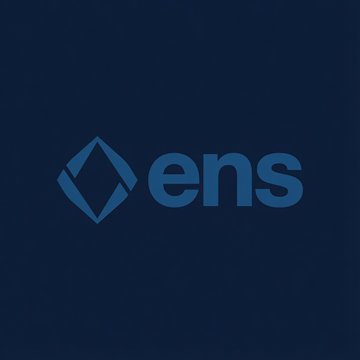 The image displays the ENS (Ethereum Name Service) logo in light blue on a dark navy background, featuring a stylized diamond/gem icon next to the lowercase "ens" text. This logo represents the company mentioned in the post, which discusses co-founder Nick Johnson's significant voting power in the ENS DAO and his decision to block the Security Council renewal proposal.