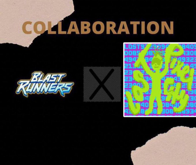 A collaboration announcement graphic features the logos for "BLAST RUNNERS" and "Life of Don" separated by a large "X", with "COLLABORATION" written at the top.