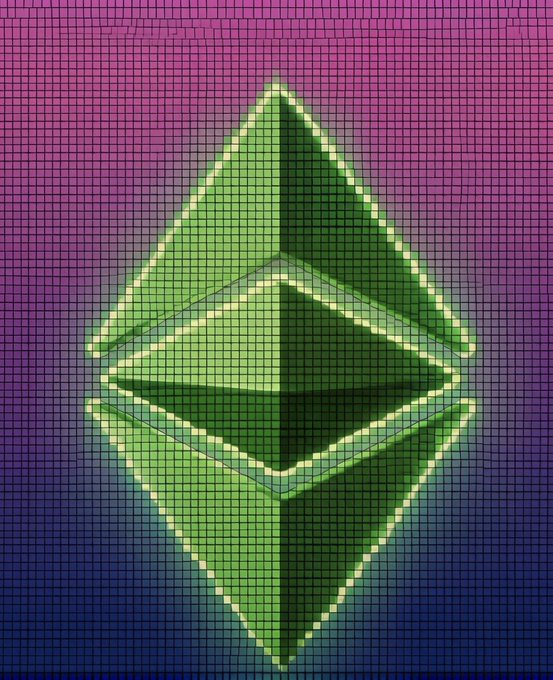 The image features an eye-catching green pyramid with two triangular faces that are illuminated by neon lights against a purple background. The pyramid appears to be made of small squares or cubes, giving it a unique and modern look. The text "This is why I'm bullish on $ETC" suggests that the pyramid symbolizes the cryptocurrency market's simplicity and straightforwardness. The post also mentions Bitcoin Cash as an example of a cryptocurrency with a similar minimalist design.