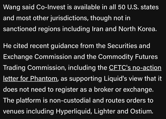 The image shows a post about liquid assets being available for trading through an AI chat interface. The text explains that Liquid has integrated with ChatGPT/Claude, allowing direct trading of Hyperliquid right within the AI chat interface. This integration is legal in the US too.
