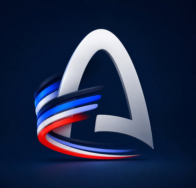 A 3D-rendered graphic of a stylized silver letter 'A' wrapped with red, white, and blue ribbons against a dark blue background, resembling the Anheuser-Busch logo.