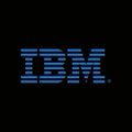 The blue striped 'IBM' corporate logo on a black background.