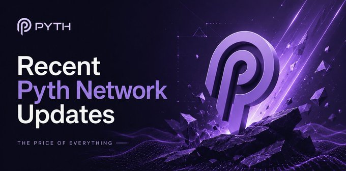 The image features a black background with purple text at the top, reading "Pyth". Below this is the title of the updated content, which appears to be an announcement about a recent update related to the cryptocurrency network. The updated content introduces a new tool called "Pyth Terminal", providing users with access to multiple trading data feeds across various markets like crypto, equities, FX, and commodities. Users can now compare different publishers and even analyze pricing behavior in real-time.