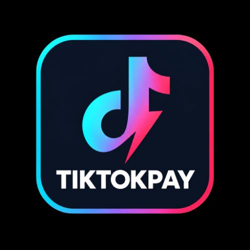 The image displays the TikTokPay logo—a stylized music note merging with a lightning bolt in pink and blue gradient tones—alongside the text "TIKTOKPAY." The graphic reinforces the post's theme of integrating on-chain Solana payment infrastructure into TikTok's existing creator ecosystem.