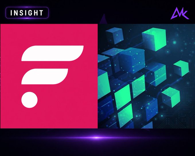 An 'INSIGHT' graphic featuring the pink and white logo for FLR (Flare Network) next to an illustration of glowing green and blue 3D cubes.
