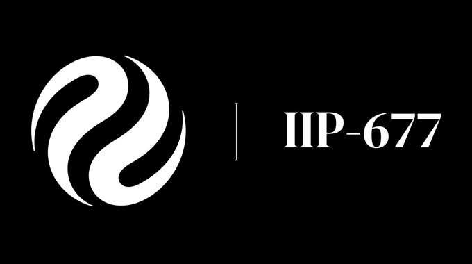 A black and white logo featuring a stylized spherical emblem alongside the text "IIP-677".