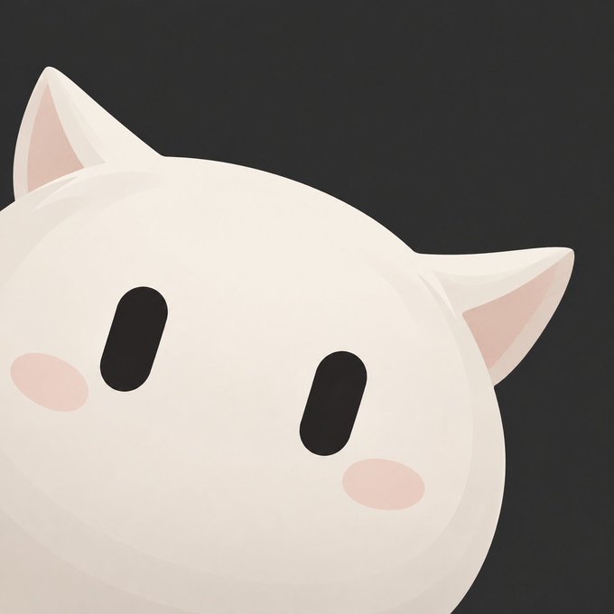 A cute, stylized white cat face with large black oval eyes, pink blush marks, and pointed ears appears against a dark background, reflecting the "Grokification" meme trend of adding adorable features to an image.