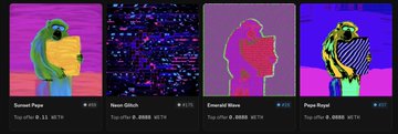 A glitch-style image divided into four vertical panels with text labels 'Frenzy Pose', 'Fast Glitch', 'Kawaii Wave', and 'Pose Pose', each marked 'RARE', featuring distorted colorful humanoid figures.