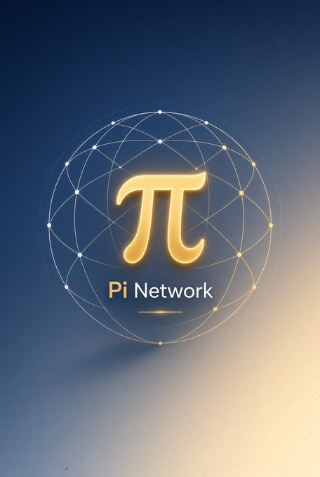 The image features a stylized logo with a glowing gold "π" (Pi) symbol encircled by an interconnected web of nodes and lines, with "Pi Network" written below, all set against a deep blue-to-gold gradient background.

The visual ties to the post by symbolizing Pi Network's expanding global connectivity and growth, reinforcing the user's excitement about the offline wallet launch and its potential alignment with broader ecosystem agreements.