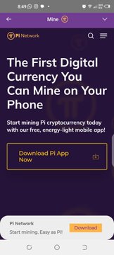 The image shows the Pi Network app's download page featuring a smartphone screenshot with the headline "The First Digital Currency You Can Mine on Your Phone" and a "Download Pi App Now" button. This relates to the post by presenting Pi Network as an accessible cryptocurrency platform that users can easily mine directly from their mobile devices, reinforcing the post's message about Pi being a trustworthy option for getting involved in digital currency.