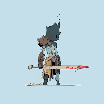 A weary-looking anthropomorphic wolf-like creature with glowing red eyes stands in a desolate wasteland, gripping a blood-stained sword in a battle-scarred pose, fittingly capturing the gritty, post-apocalyptic theme of the "Wasteland" giveaway announcement.