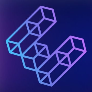 A 3D wireframe illustration of geometric cubes forming a staircase or structural design against a dark blue background.