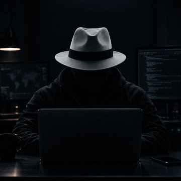 A figure shrouded in shadow and wearing a white fedora sits before a laptop, evoking the classic image of a white-hat hacker—directly illustrating the post about the Liquid Network exploit, where the ethical hacker returned 3,400 BTC ($268.16M) and may have separated 598.5 BTC ($47.2M) as a bounty.