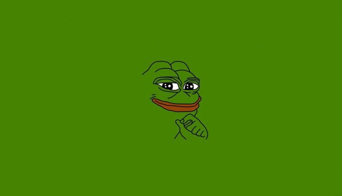 A crudely drawn Pepe the Frog with a smug expression gives a thumbs-up against a solid green background, visually embodying the post's playful "gm" (good morning) sentiment and embrace of doing something ridiculous.